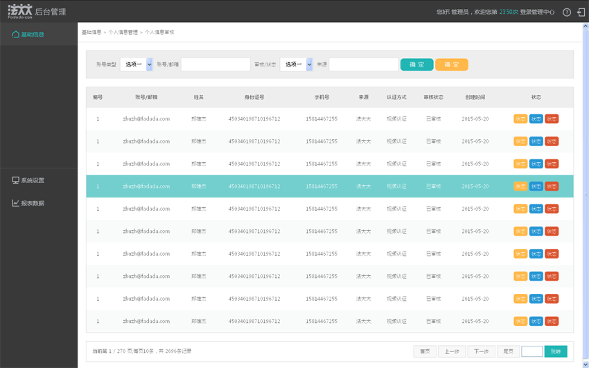 扁平化后台管理列表页模板源码下载