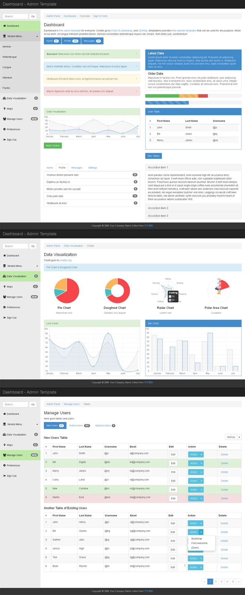 响应式布局html5后台管理模板下载