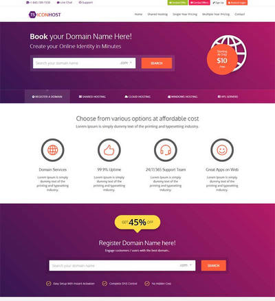 实用国外域名注册服务商网站模板html源码