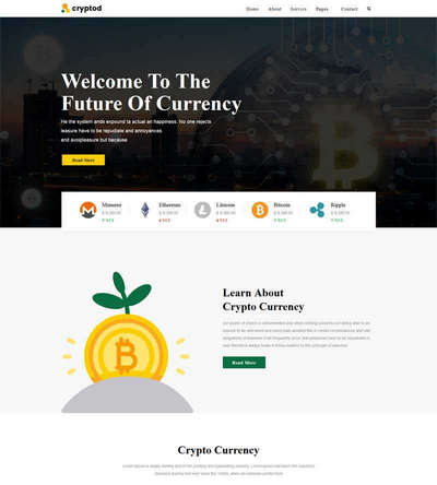大气虚拟加密货币金融企业html静态网站模板