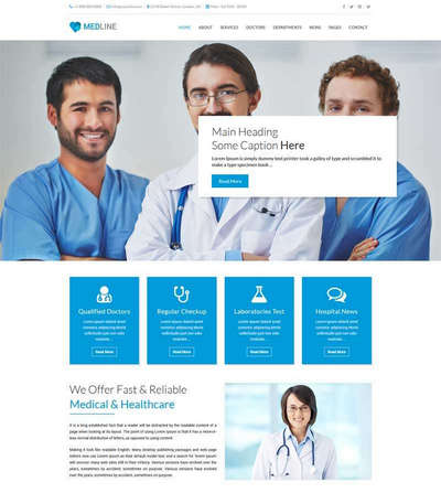蓝色bootstrap医院医疗服务html网站模板
