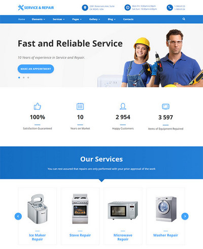 简洁家电电器维修企业通用html网站模板