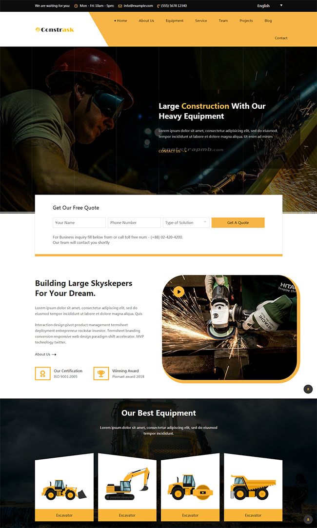 建筑工程施工服务公司单页html模板