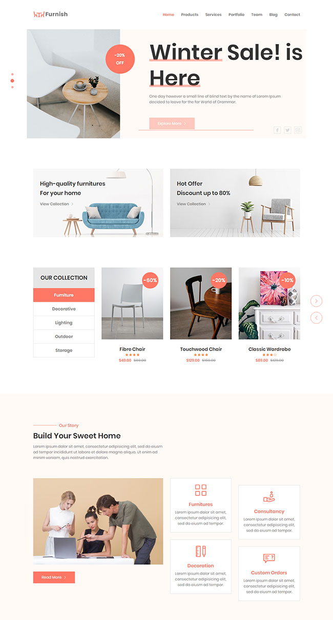 家具办公桌椅企业官方html网页模板