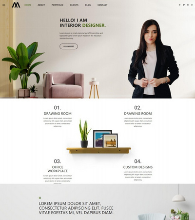 简洁室内装修设计服务工作室单页网站模板