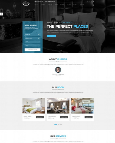 响应式酒店房间预定html静态网站模板