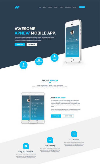 创意app软件宣传推广公司单页html模板