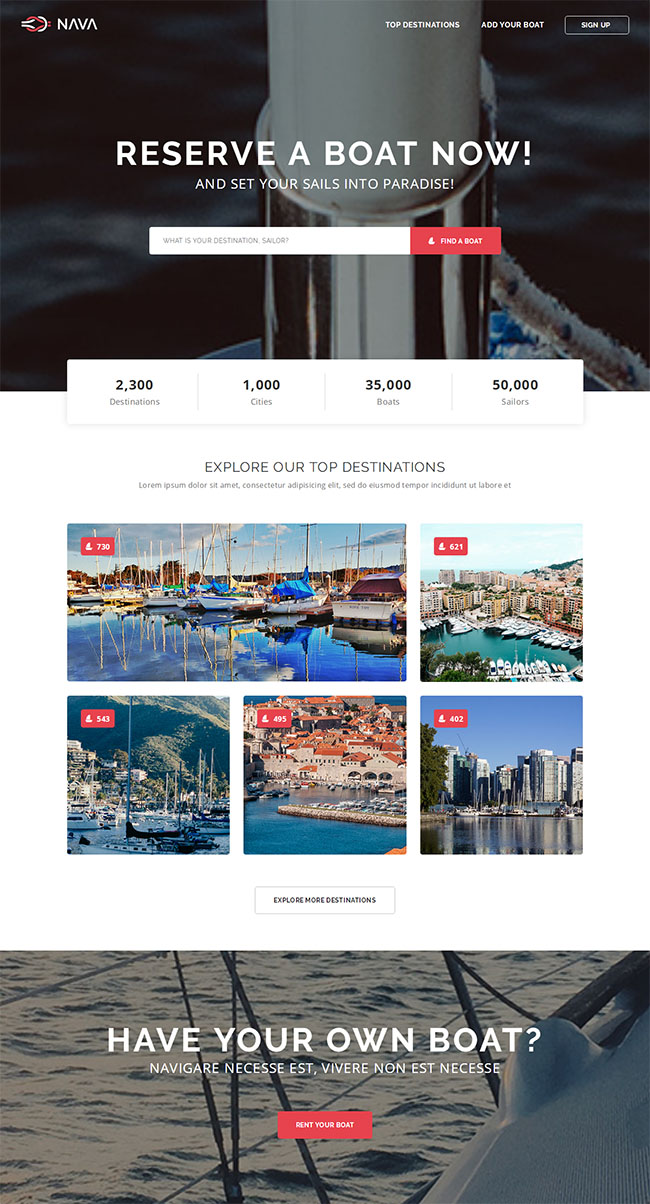 游轮帆船租赁服务公司响应式模板