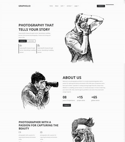 素描风摄影工作室宣传推广页模板