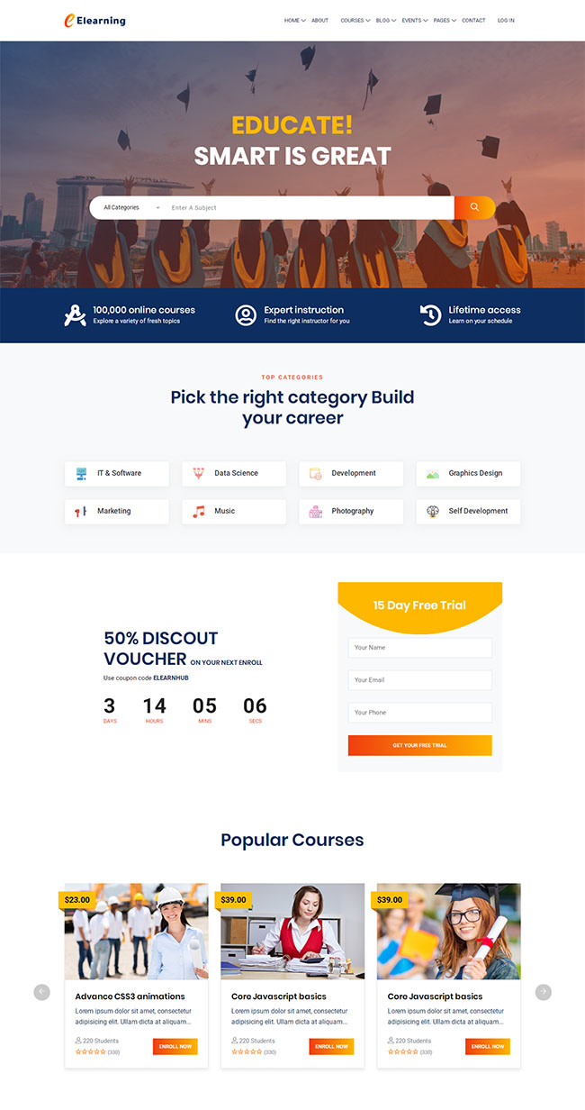多风格学校教育机构通用网页模板