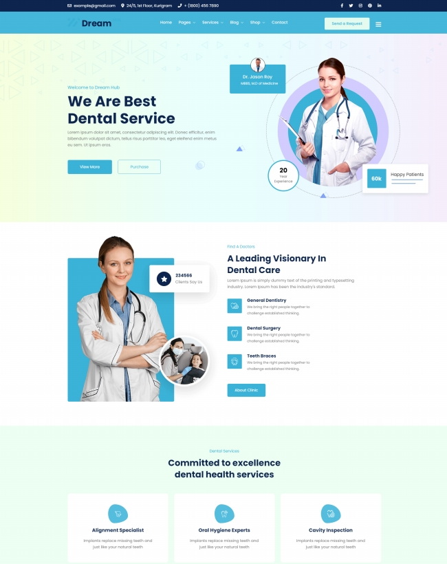 牙科医疗服务机构通用网页模板