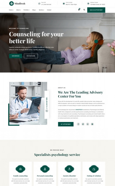 HTML5心理咨询服务公司Bootstrap网站模板